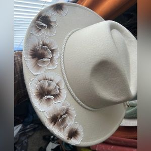 Wide brim custom painted hat